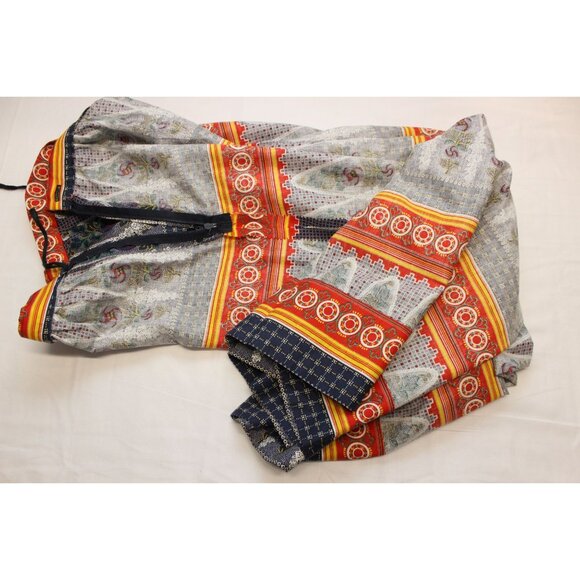 Women's puff sleeve floral boho folk blouse A-line maxi skirt two piece set Unio - Picture 9 of 16